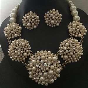 Pearl and Rhinestone Necklace Set